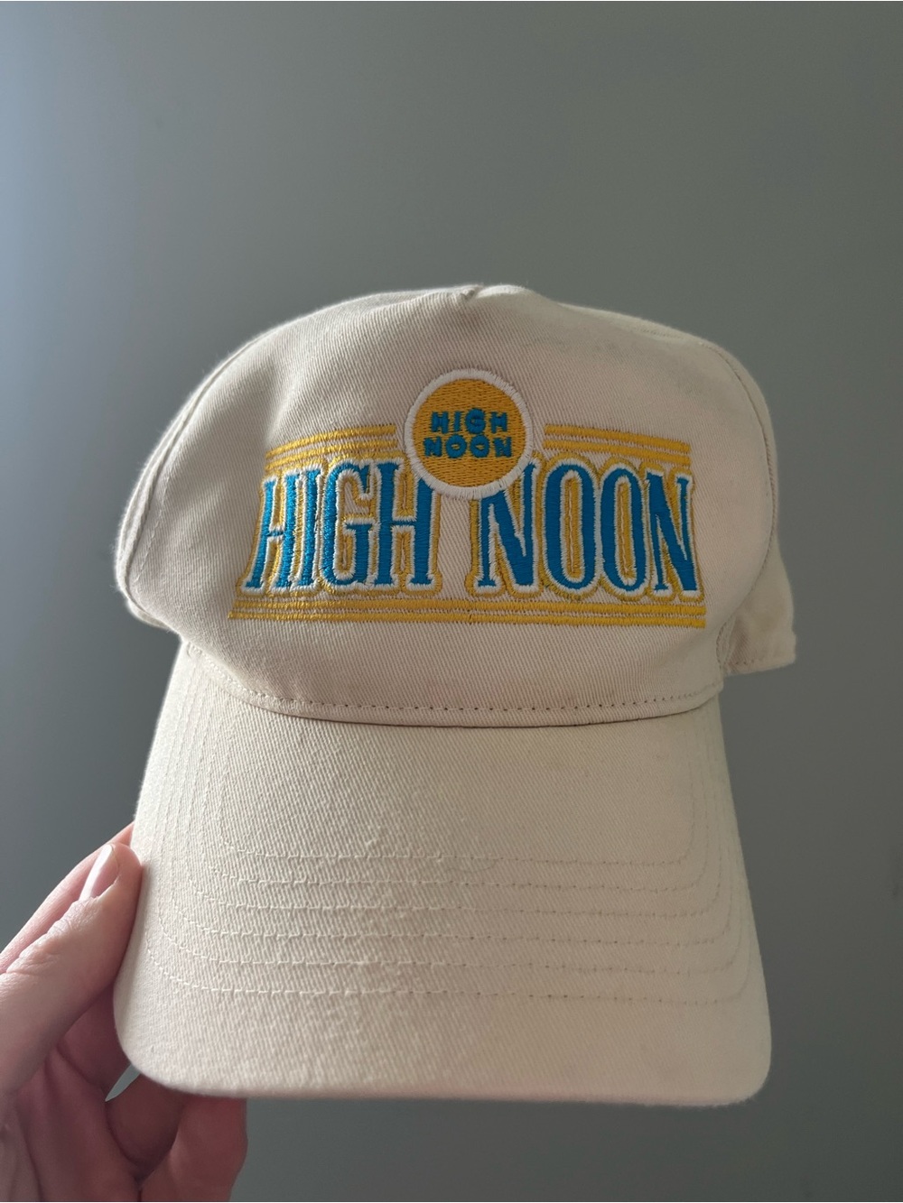 47 Brand High Noon Embroidered Cream Cap with Blue & Yellow Logo